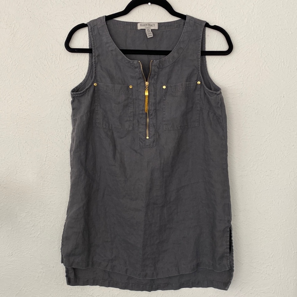 Ellen Tracy sleeveless linen tunic size S